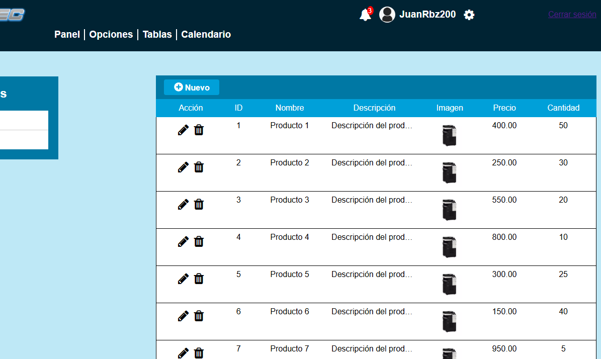 Web de ventas e inventario para Jebatec