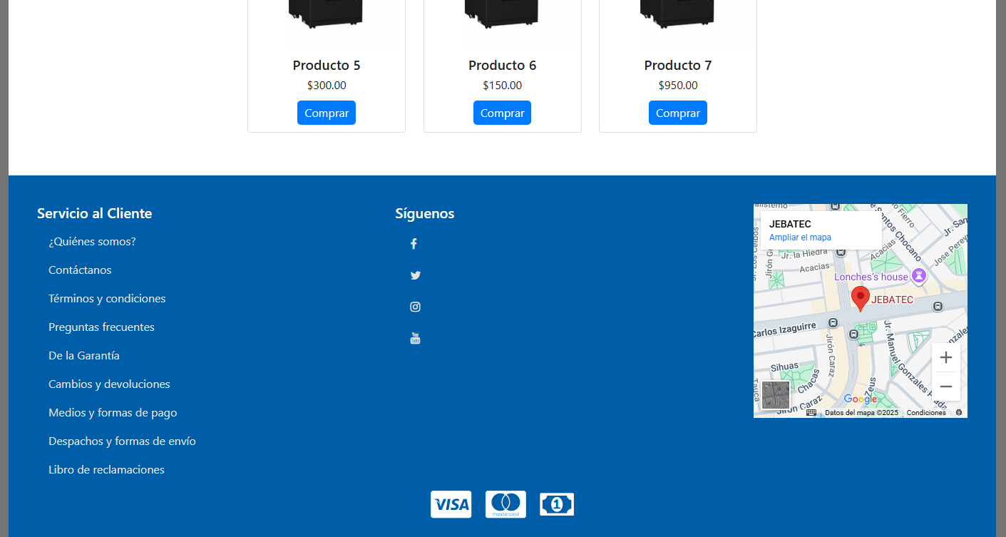 Web de ventas e inventario para Jebatec
